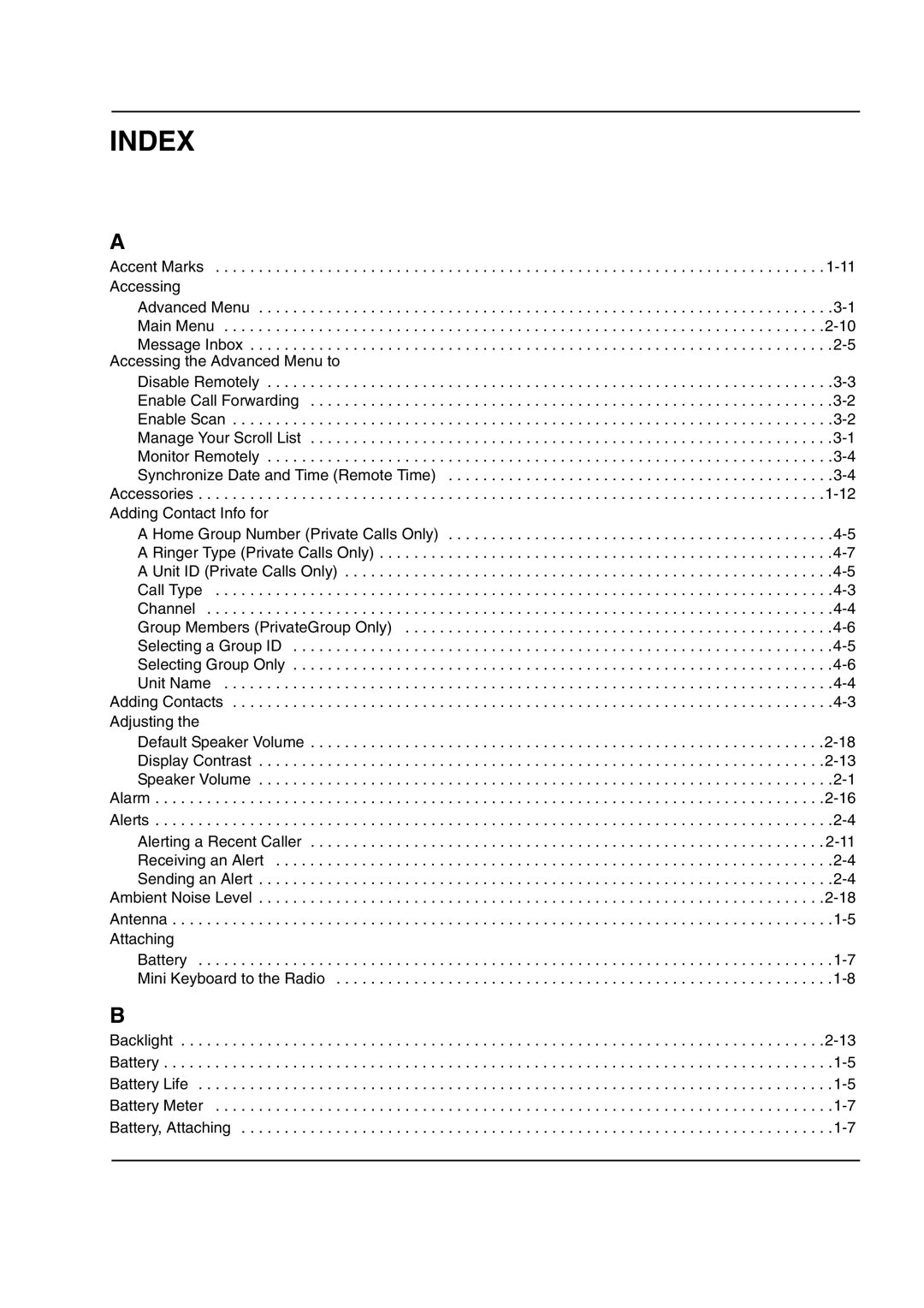 Motorola DTR2430, DTR2450 manual Index 