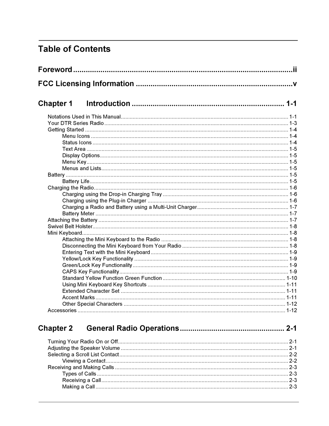 Motorola DTR410, DTR610, DTR510 manual Table of Contents 