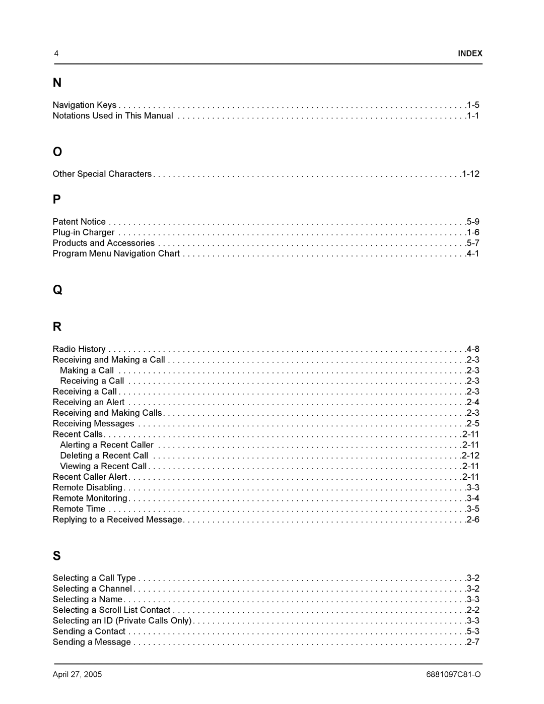 Motorola DTR410, DTR610, DTR510 manual Index 