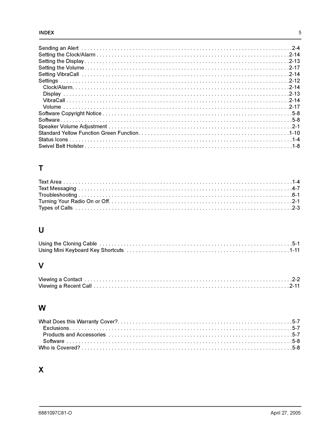 Motorola DTR610, DTR410, DTR510 manual Index 