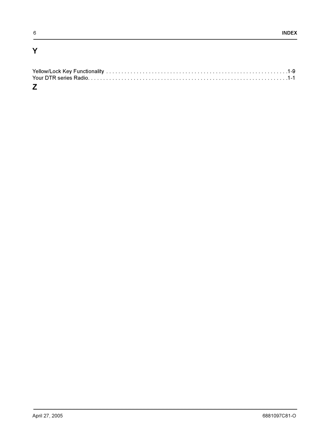 Motorola DTR510, DTR410, DTR610 manual Index 