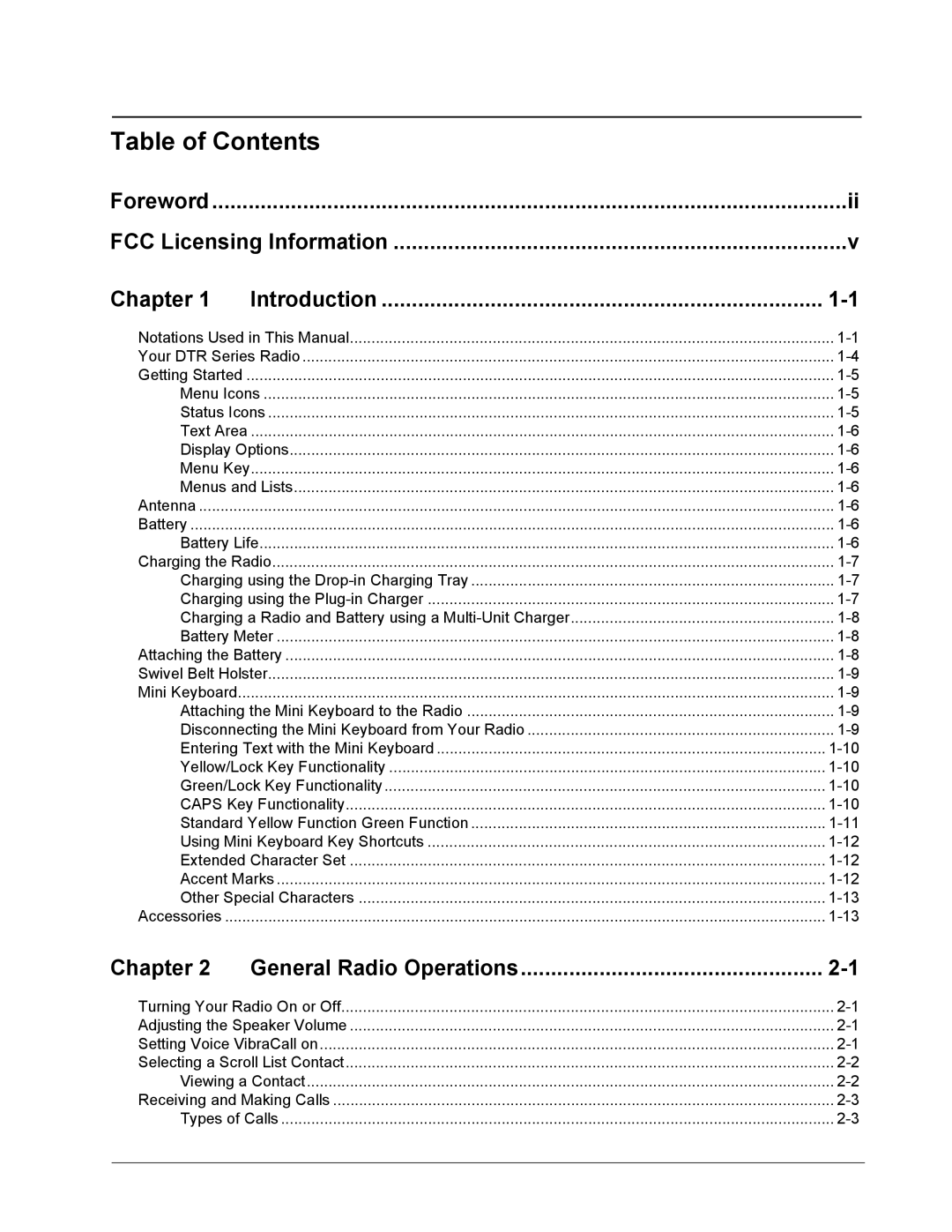 Motorola DTR410 manual Table of Contents 