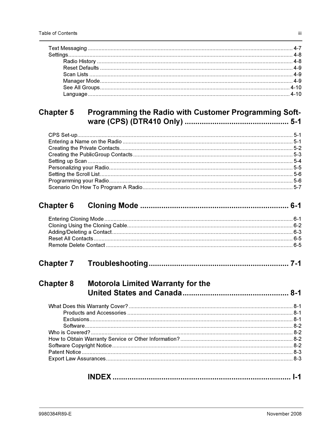 Motorola manual Ware CPS DTR410 Only, Chapter Cloning Mode 