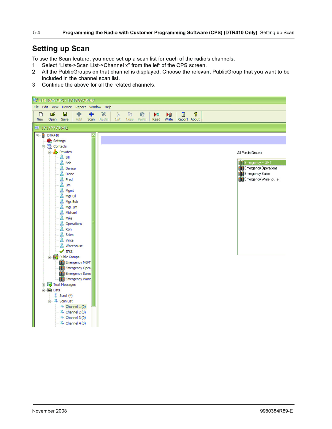 Motorola DTR410 manual Setting up Scan 