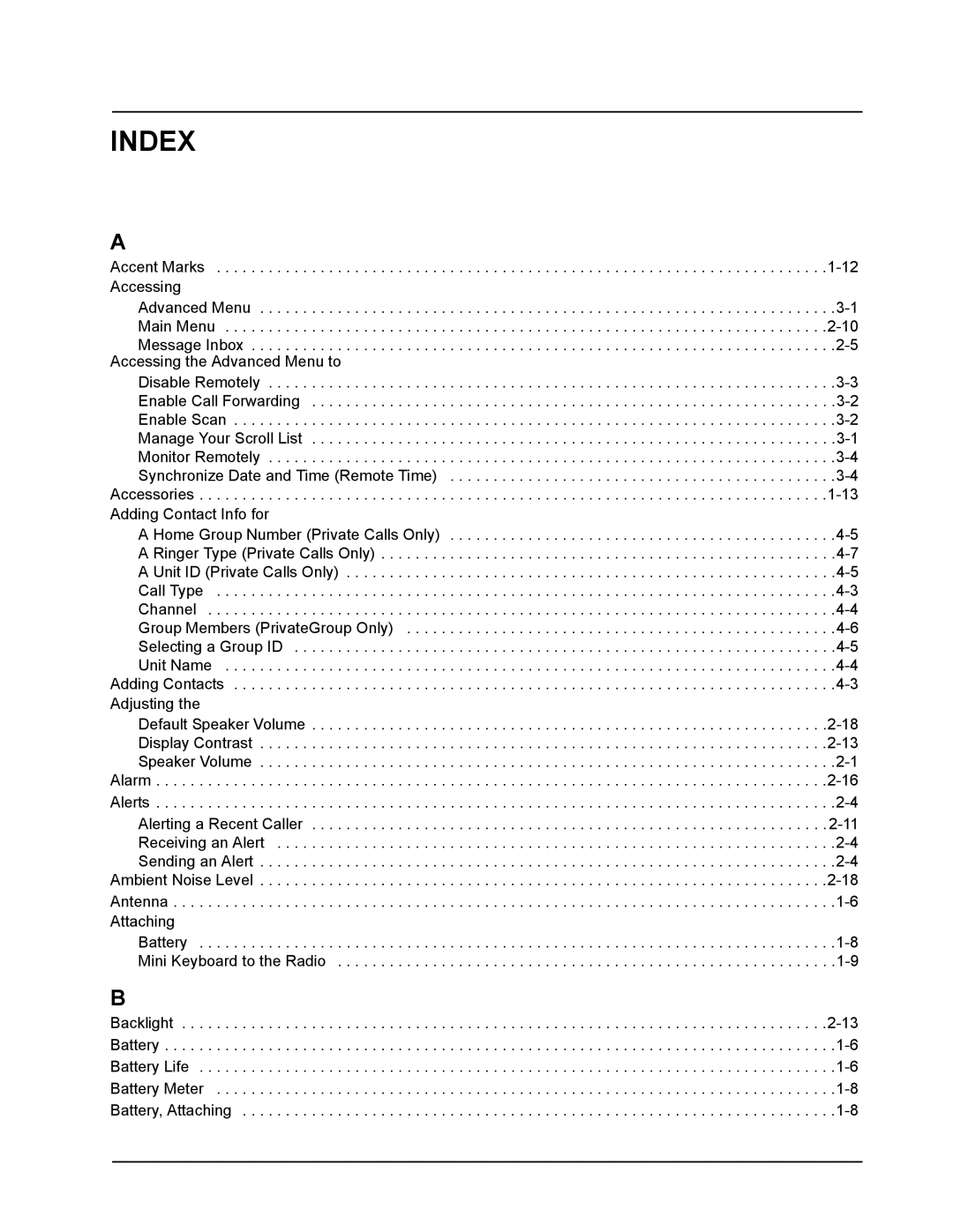 Motorola DTR410 manual Index 