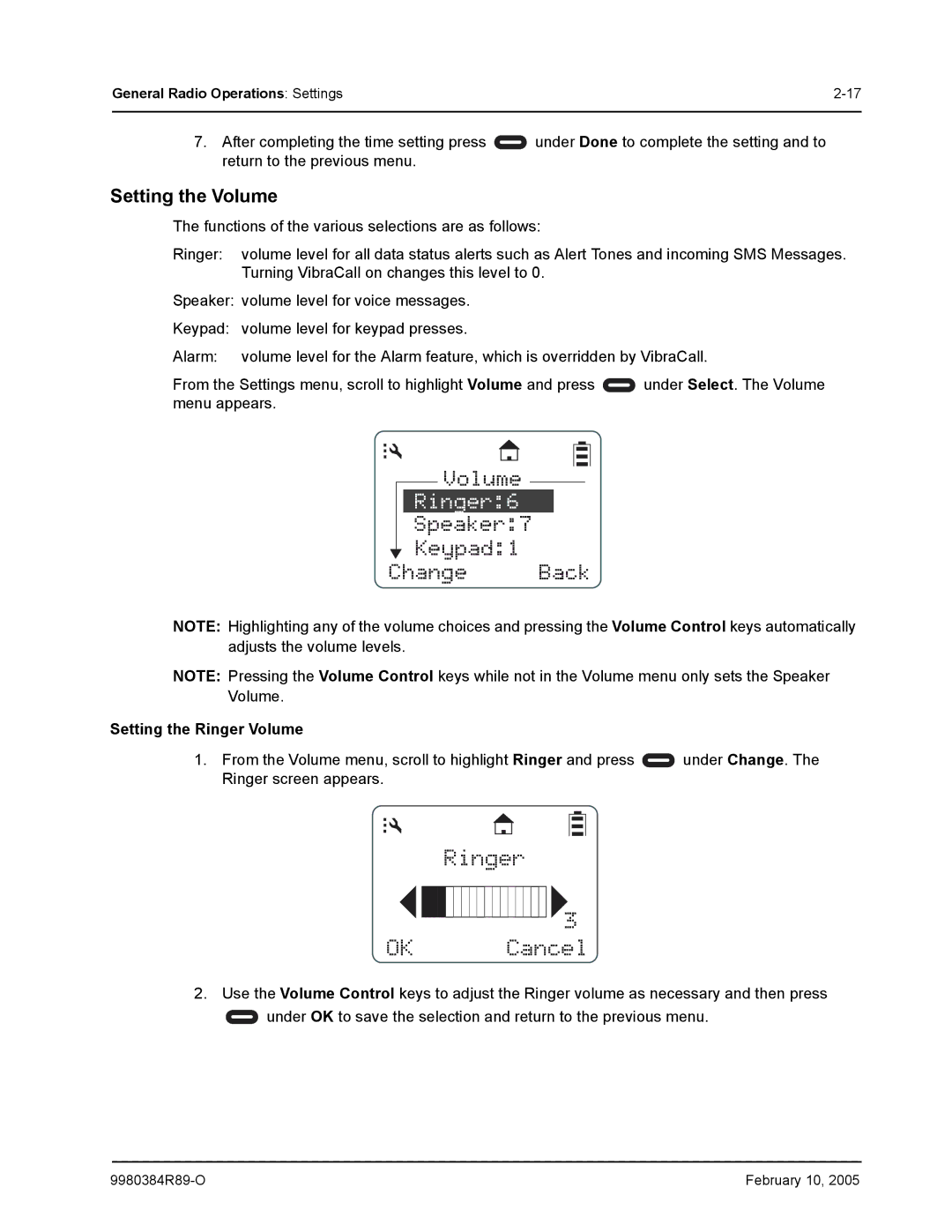 Motorola DTR550 manual Ringer6, Speaker7 Keypad1 Change Back, Setting the Volume, Setting the Ringer Volume 