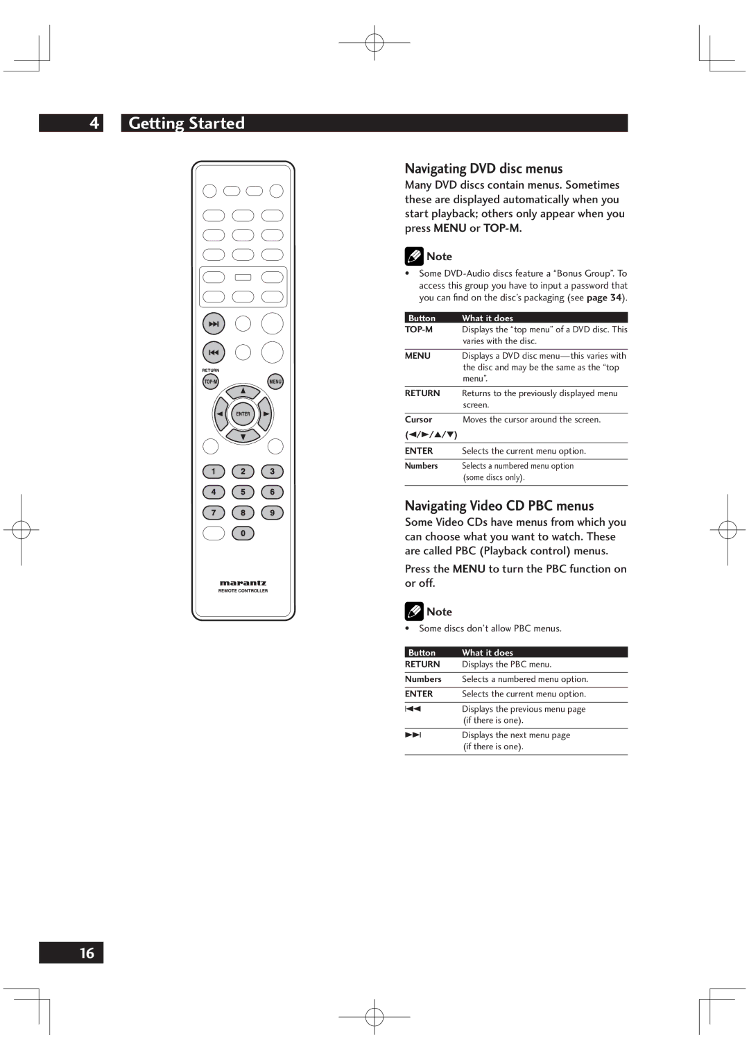 Motorola DV6001 warranty Navigating DVD disc menus, Navigating Video CD PBC menus, Some discs don’t allow PBC menus 