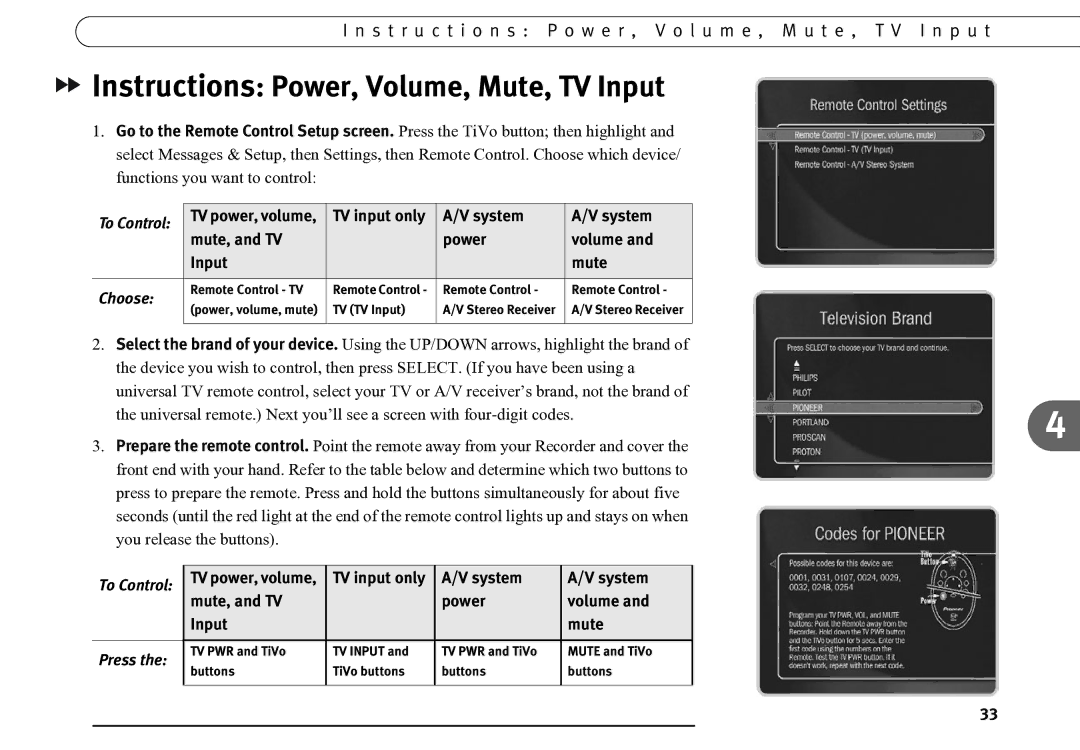 Motorola DVD operating instructions Instructions Power, Volume, Mute, TV Input, System Mute, and TV Power Volume Input 