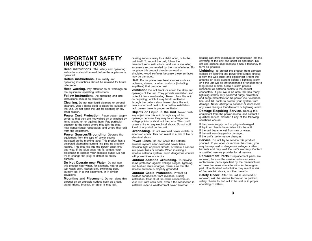 Motorola DVR530 manual Important Safety Instructions 