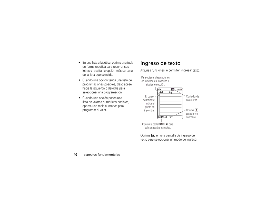 Motorola E1 user manual Ingreso de texto, Algunas funciones le permiten ingresar texto, Msj 