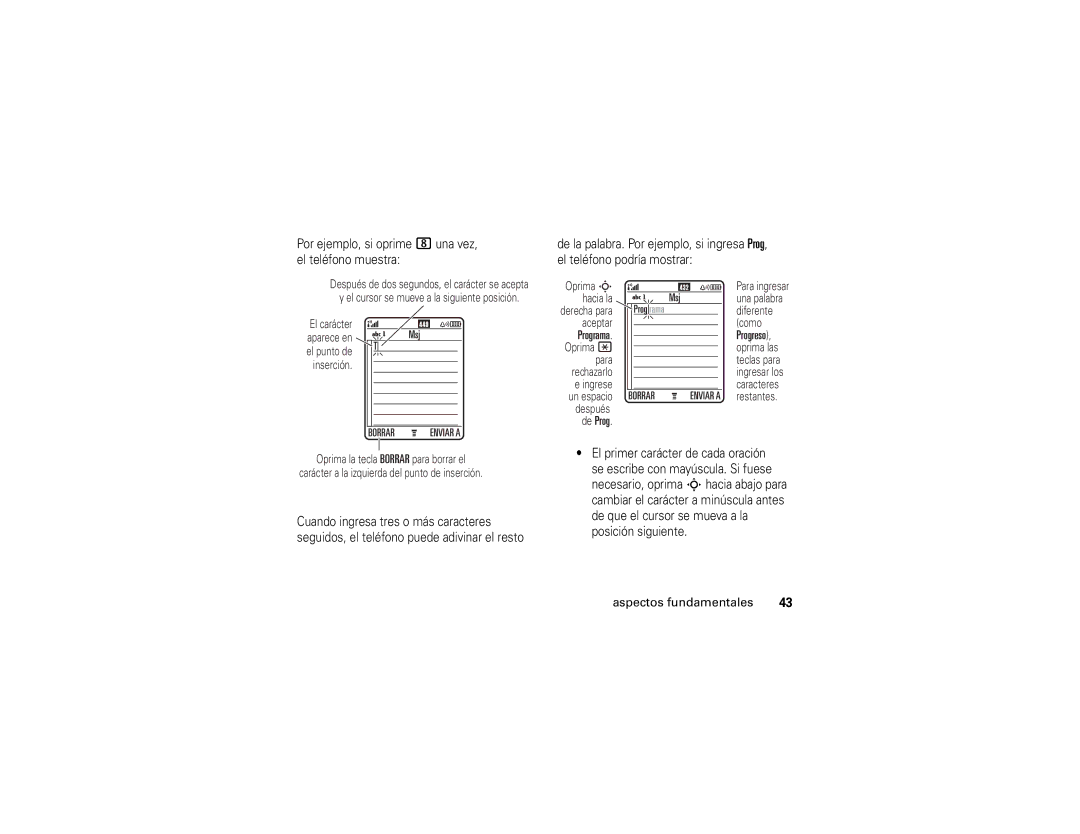 Motorola E1 user manual Programa, Progreso 