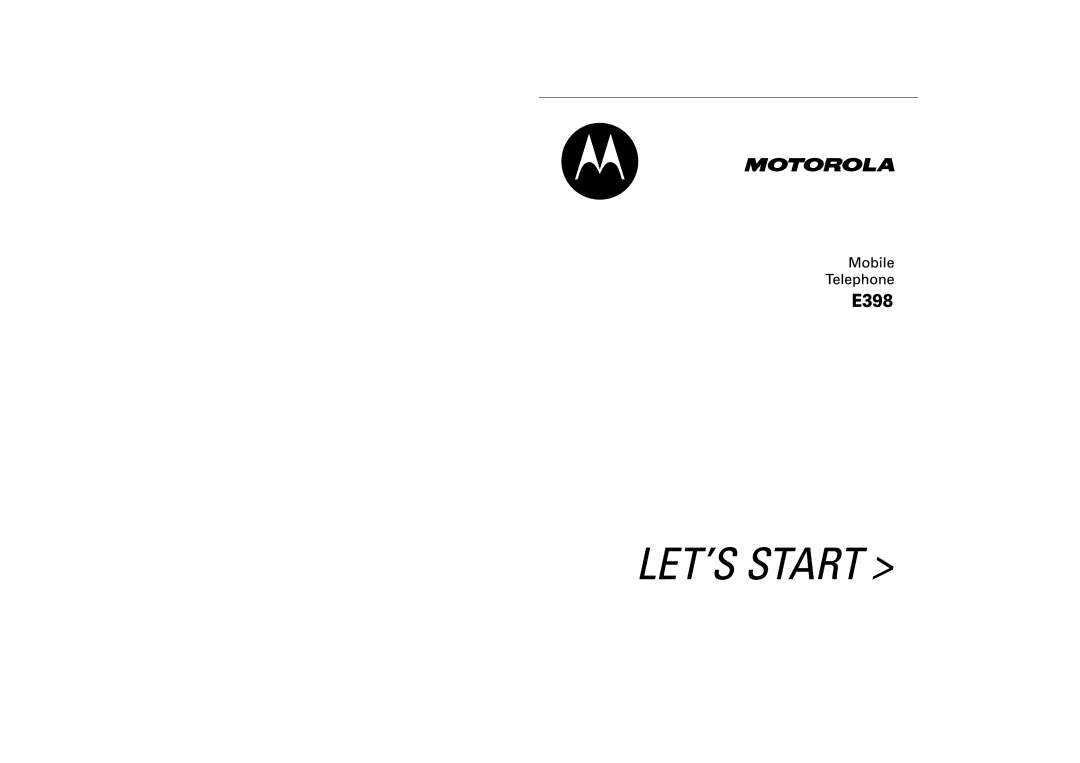 Motorola E398 manual 