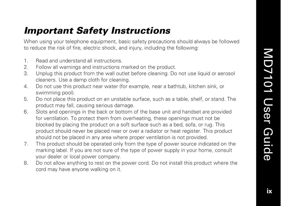 Motorola E51 Series manual Important Safety Instructions 