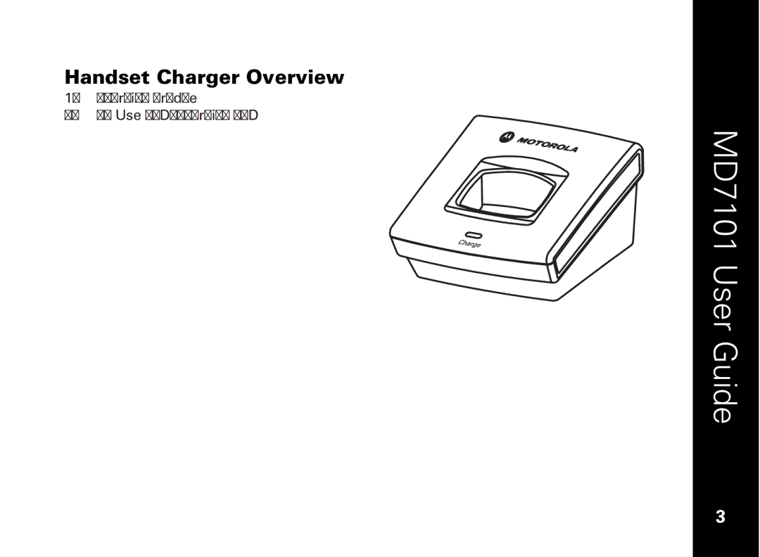 Motorola E51 Series manual Handset Charger Overview 