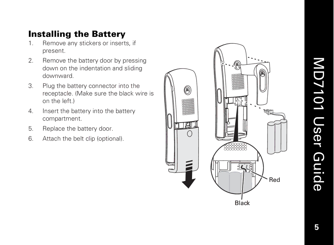 Motorola E51 Series manual Installing the Battery 