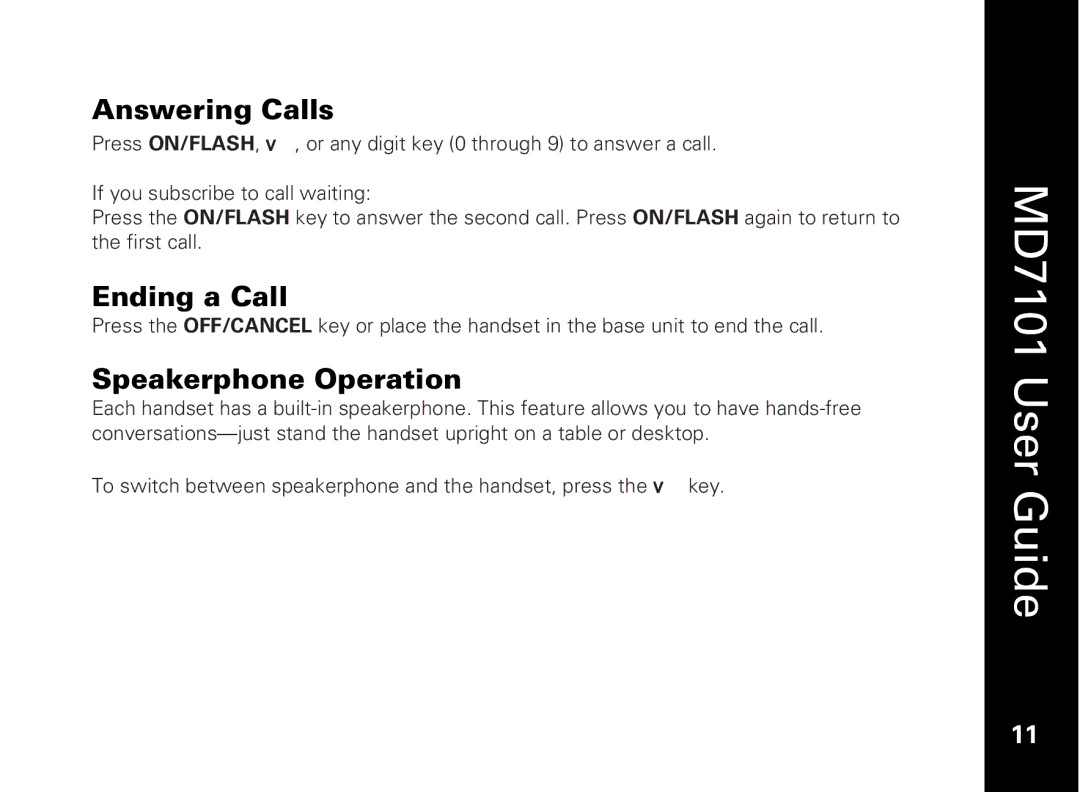 Motorola E51 Series manual Answering Calls, Ending a Call, Speakerphone Operation 