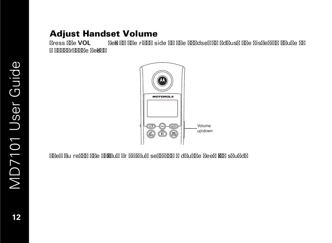 Motorola E51 Series manual Adjust Handset Volume 