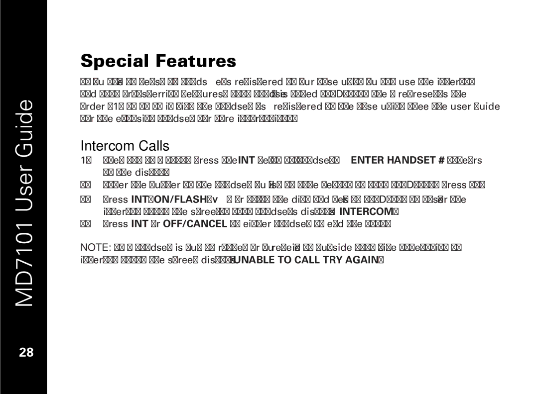 Motorola E51 Series manual Special Features, Intercom Calls 