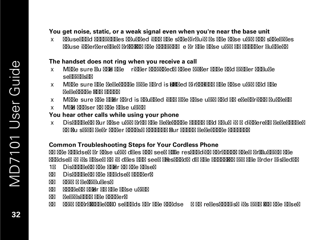 Motorola E51 Series manual Handset does not ring when you receive a call 