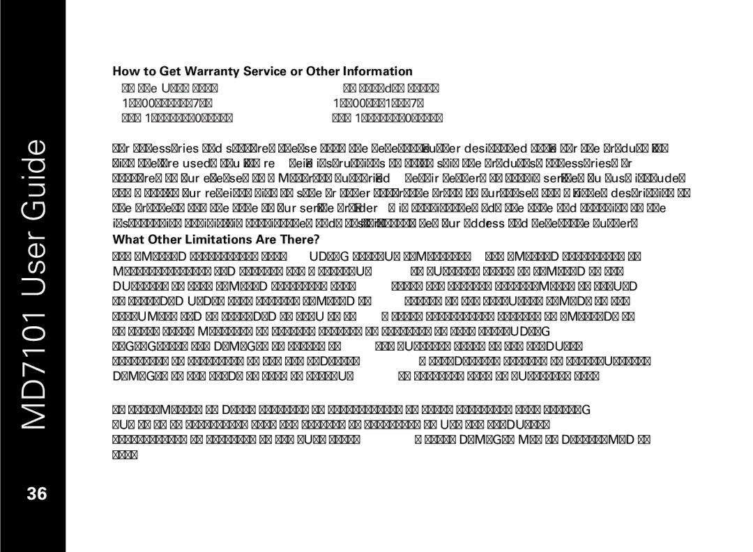 Motorola E51 Series manual How to Get Warranty Service or Other Information 