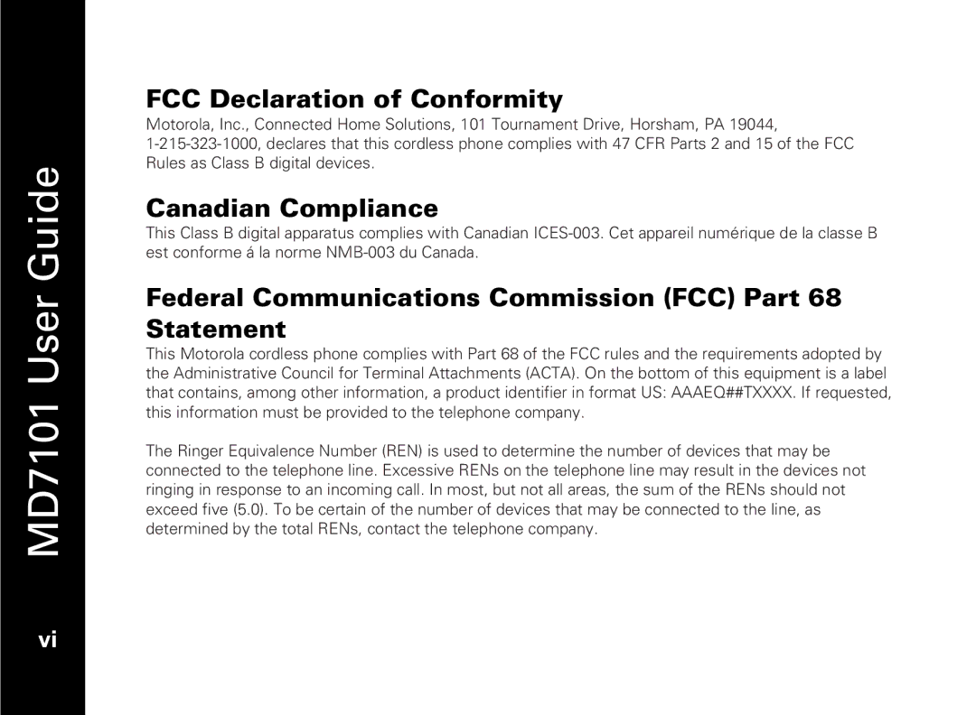 Motorola E51 Series manual FCC Declaration of Conformity, Canadian Compliance 