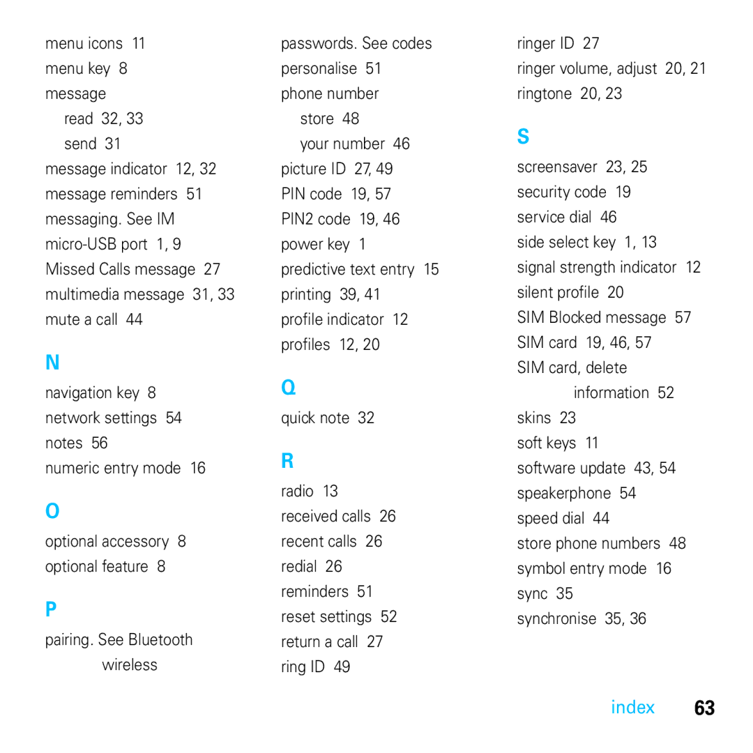 Motorola E8 manual Menu icons 