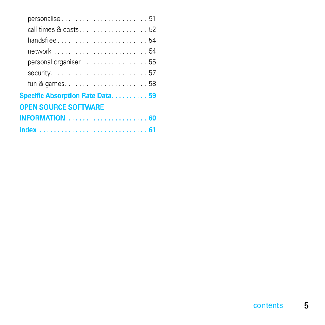 Motorola E8 manual Open Source Software 