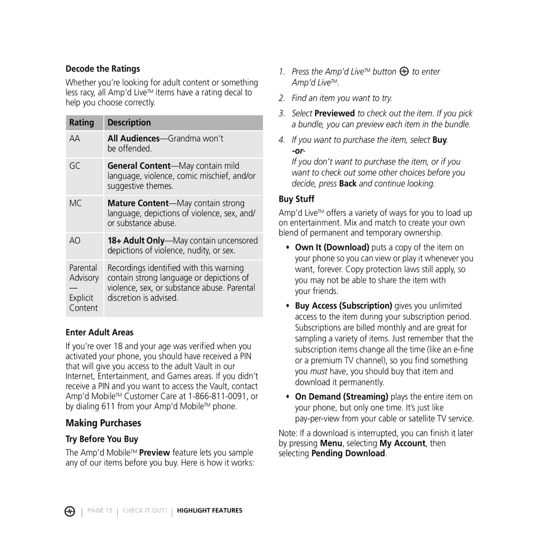 Motorola E816 manual Making Purchases 