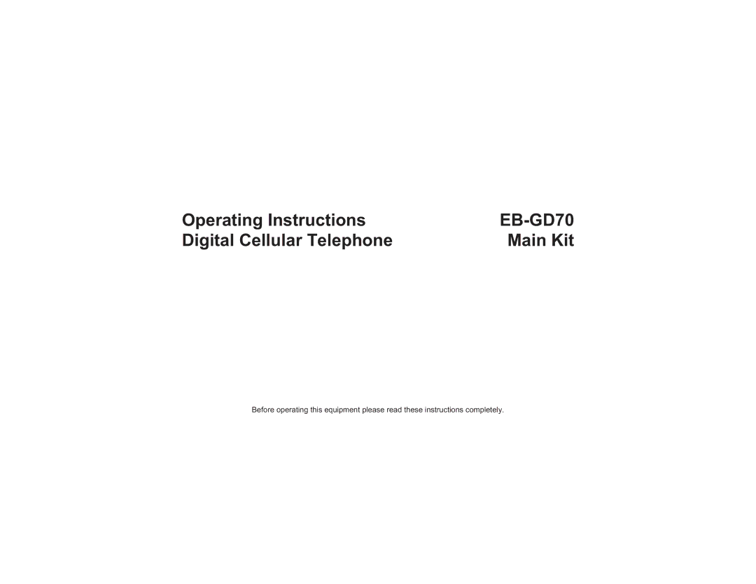 Motorola EB-GD70 operating instructions 