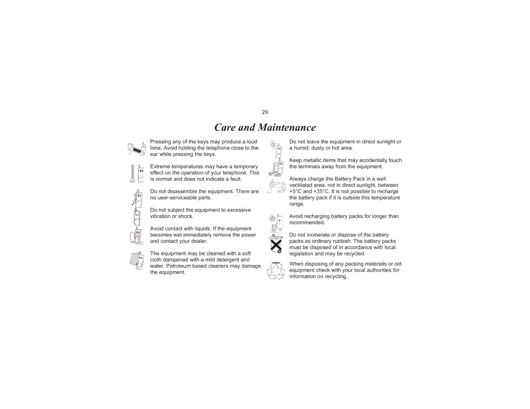 Motorola EB-GD70 operating instructions Care and Maintenance 