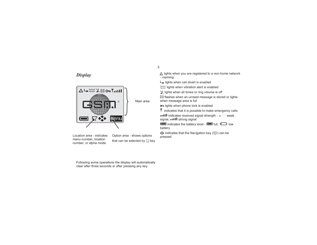 Motorola EB-GD70 operating instructions Display, Menu 