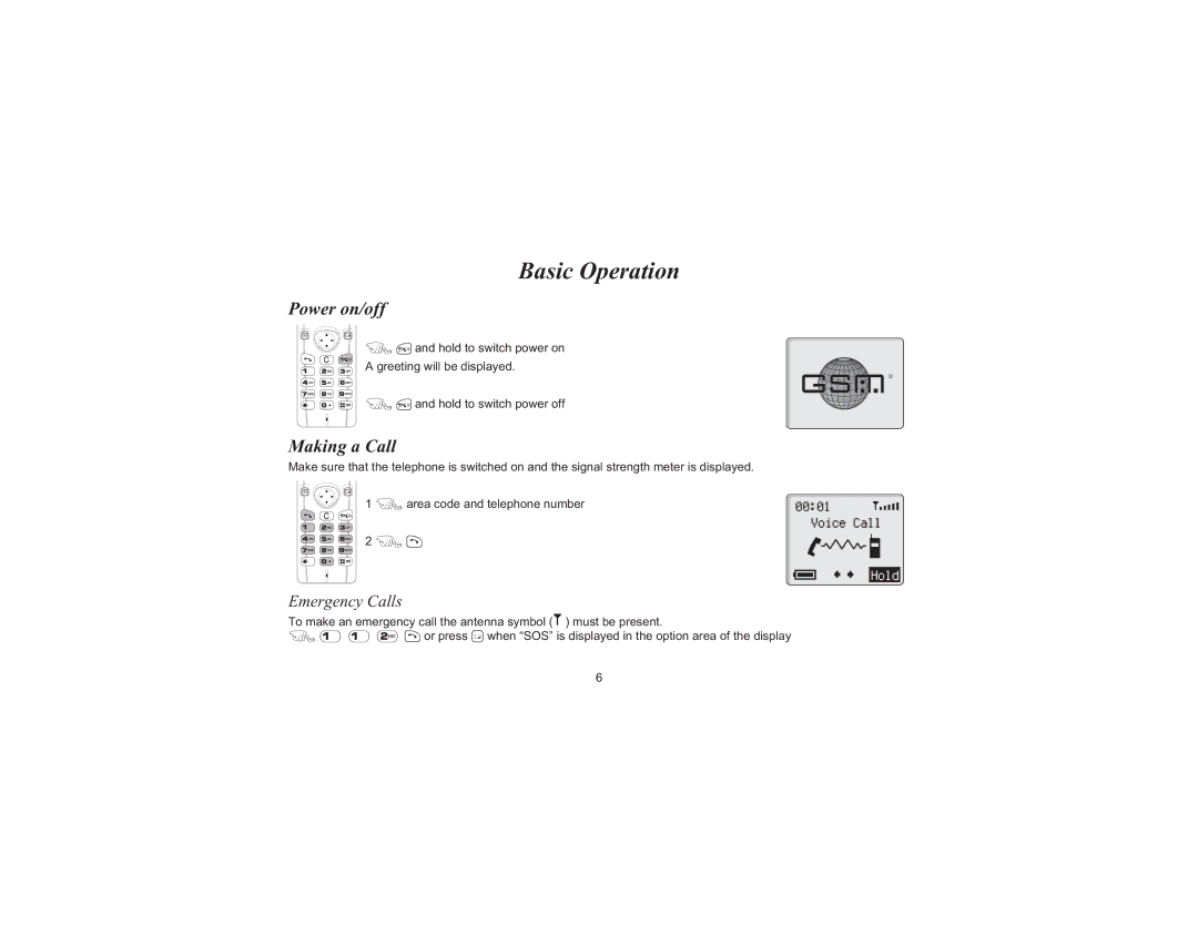 Motorola EB-GD70 operating instructions Basic Operation, Power on/off, Making a Call, Emergency Calls 