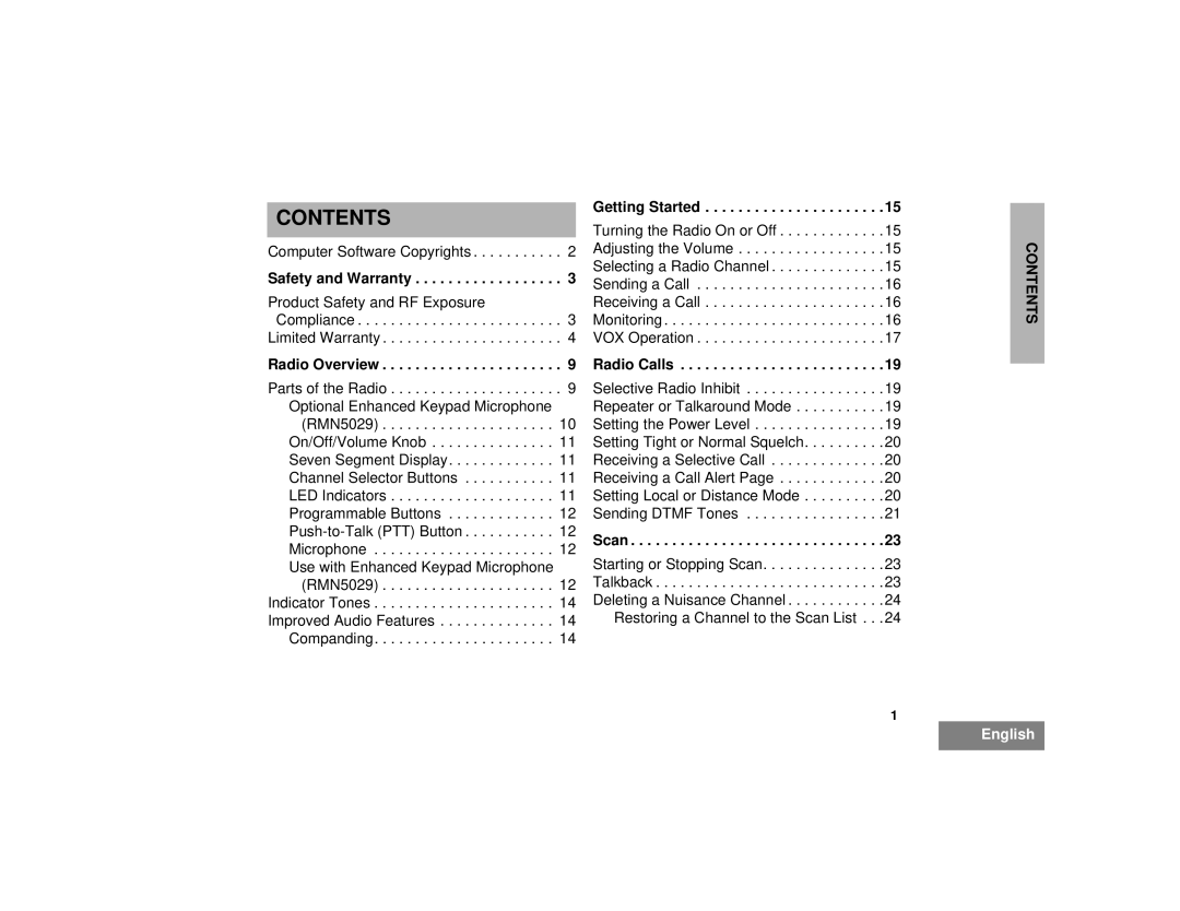 Motorola EM200 manual Contents 