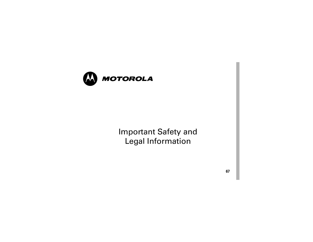 Motorola EM25 manual Important Safety Legal Information 