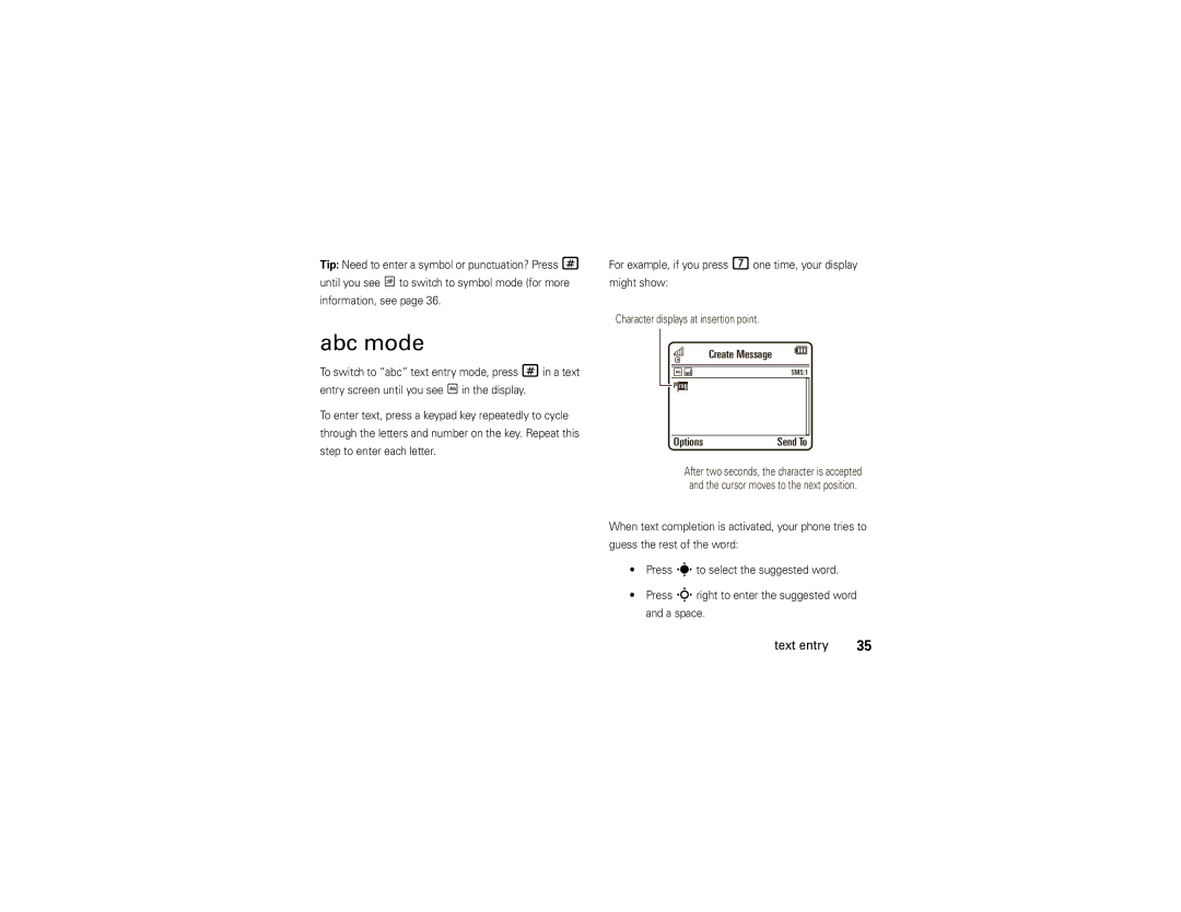 Motorola EM30 manual Abc mode, Options 