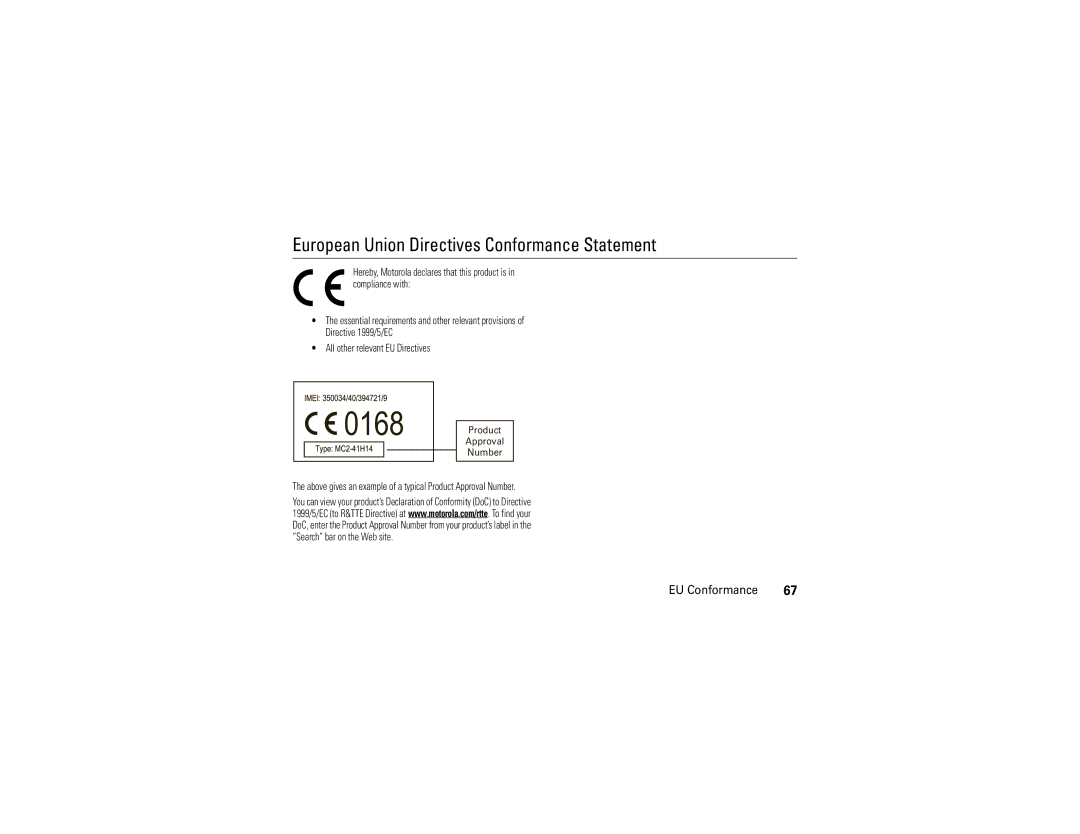 Motorola EM30 manual European Union Directives Conformance Statement, EU Conformance 