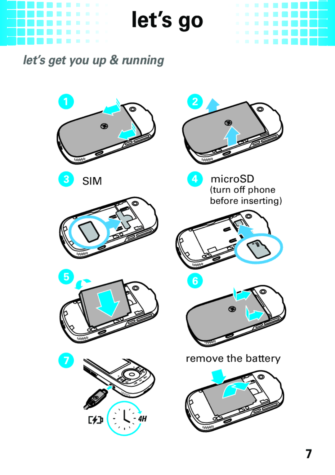 Motorola EM35 manual Let’s go, Let’s get you up & running 