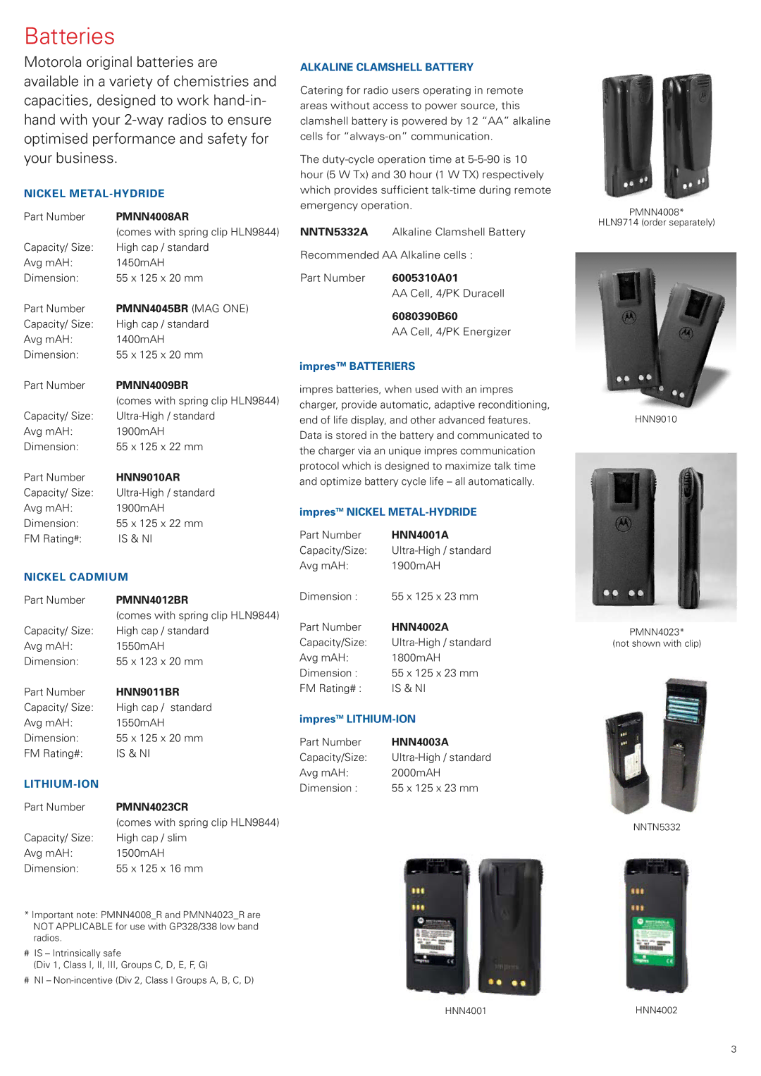 Motorola ENLN4111, ENLN4104, ENLN4103 manual Batteries 