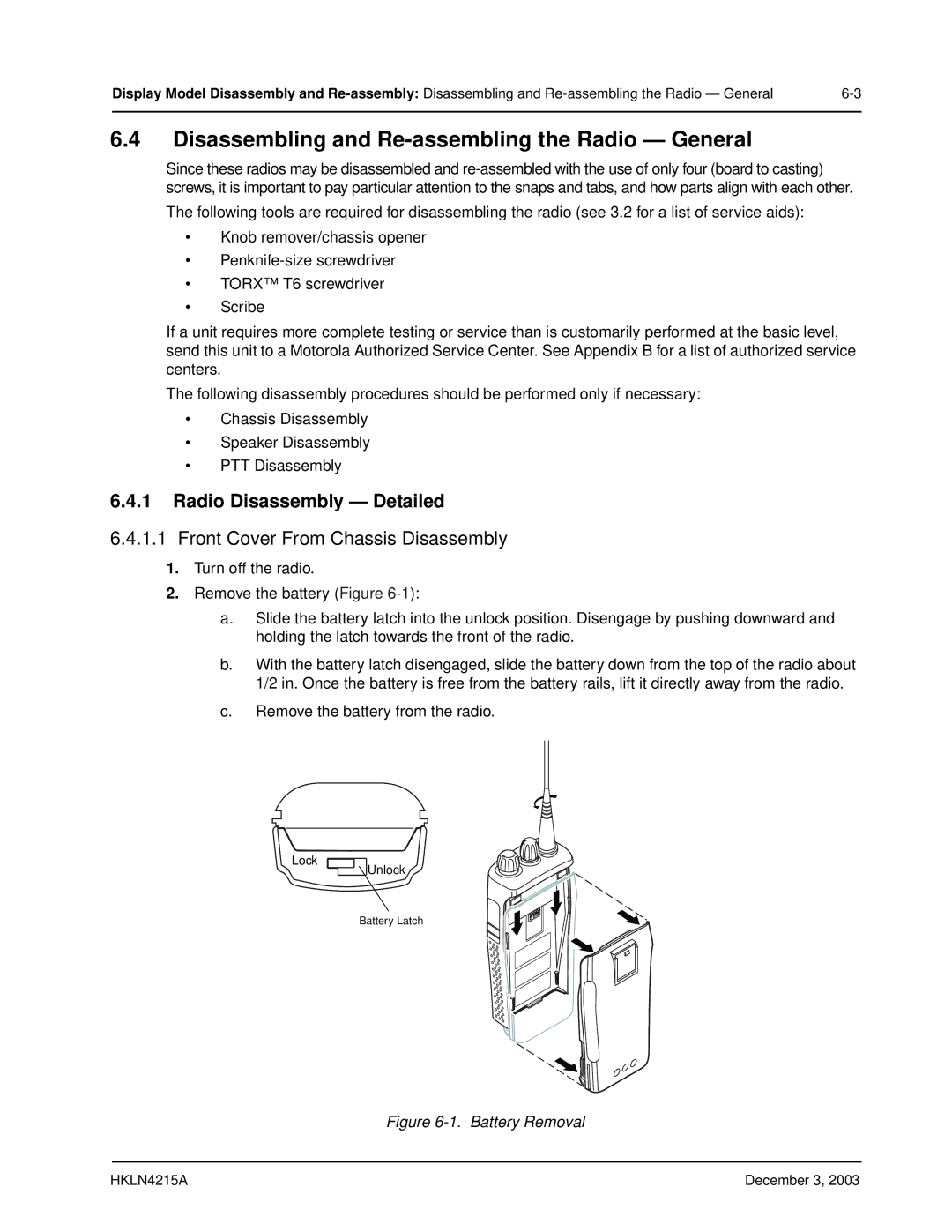 Motorola EP450 service manual Disassembling and Re-assembling the Radio General, Radio Disassembly Detailed 