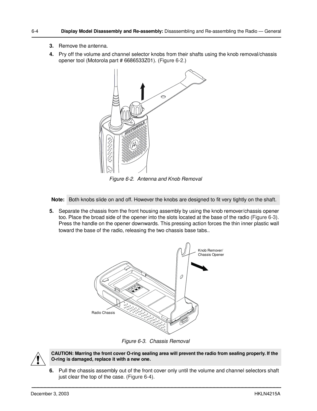 Motorola EP450 service manual Antenna and Knob Removal 