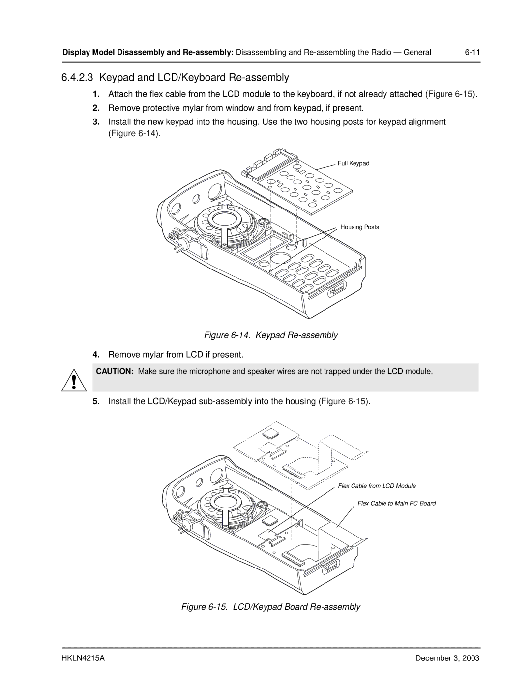 Motorola EP450 service manual Keypad and LCD/Keyboard Re-assembly, Keypad Re-assembly 