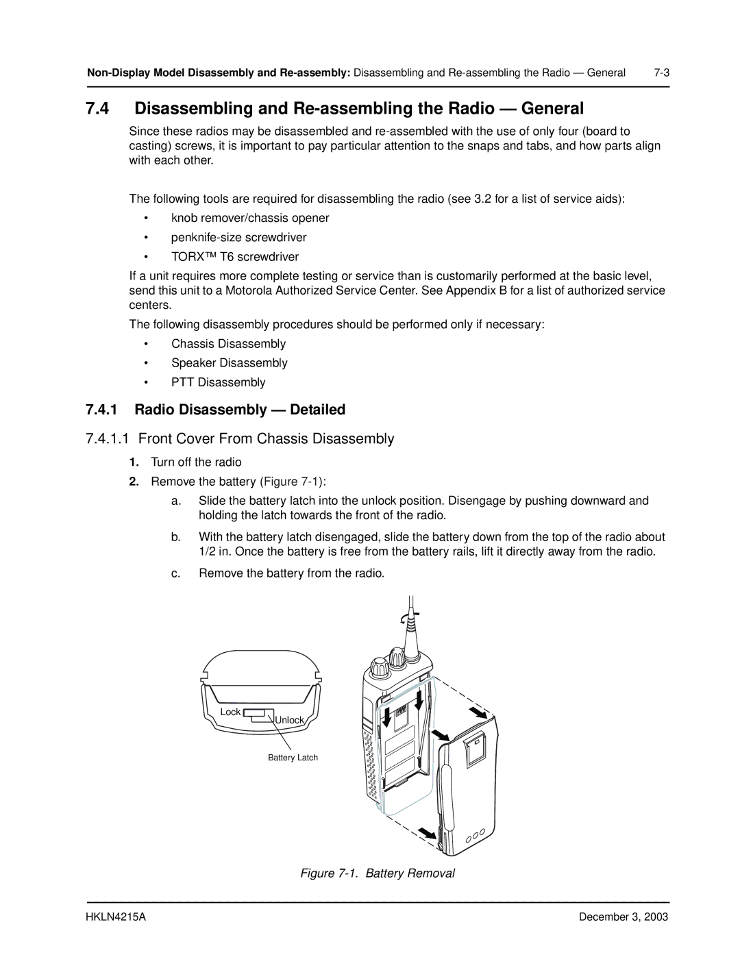 Motorola EP450 service manual Disassembling and Re-assembling the Radio General 