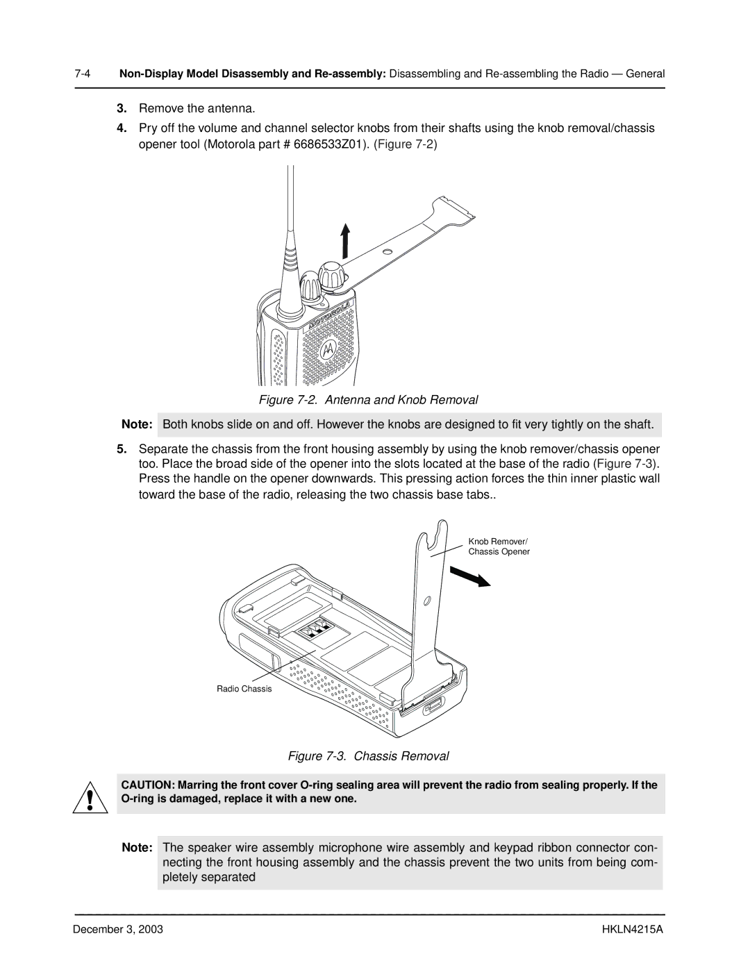 Motorola EP450 service manual Antenna and Knob Removal 