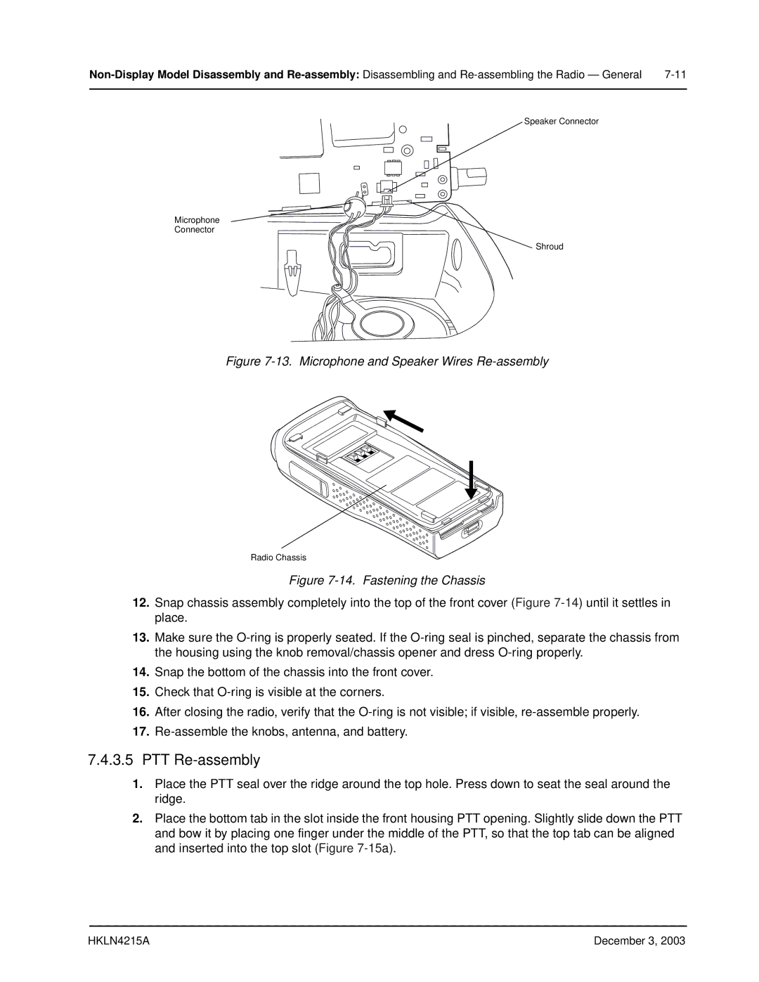 Motorola EP450 service manual Microphone and Speaker Wires Re-assembly 