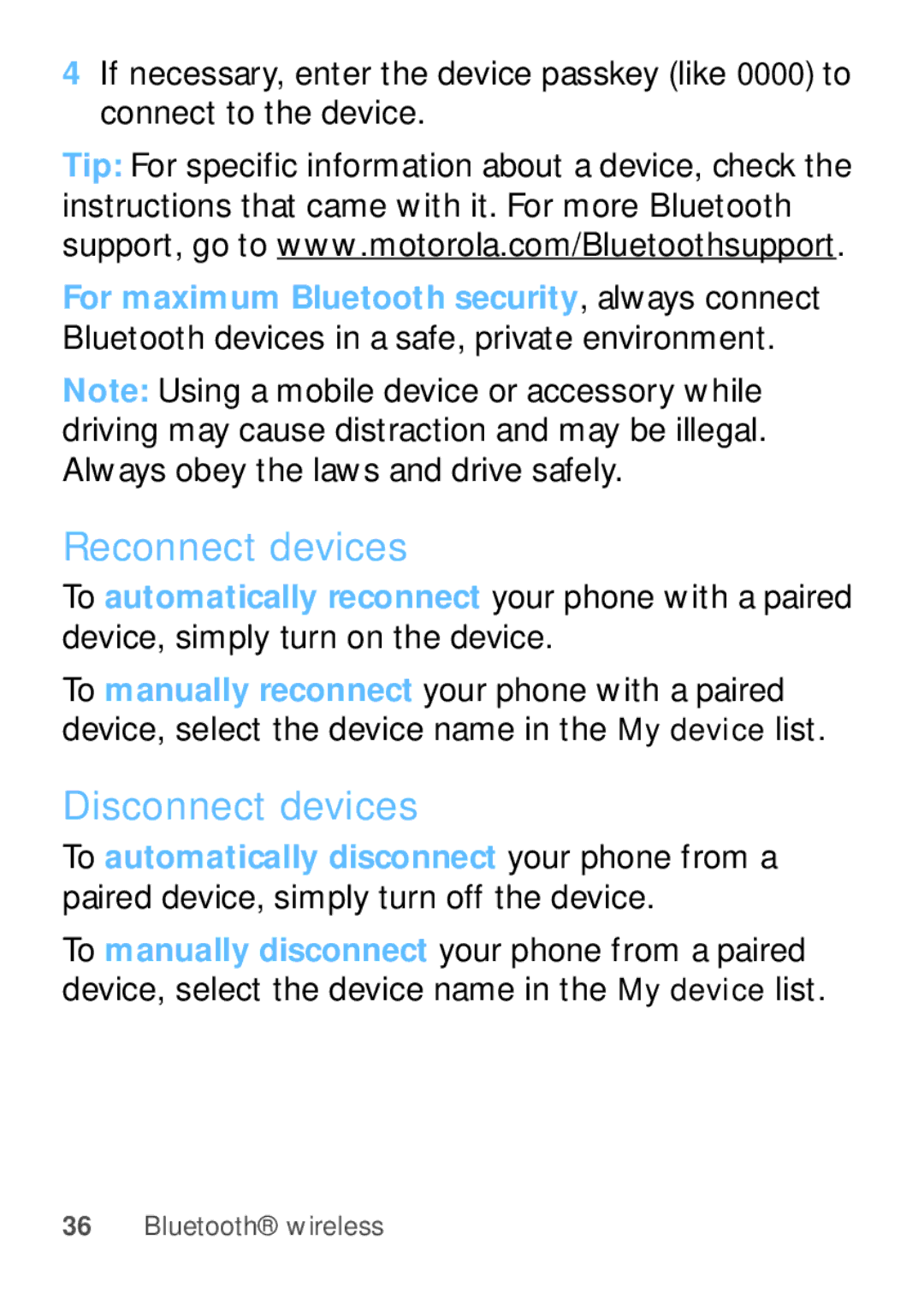 Motorola EX112 manual Reconnect devices, Disconnect devices 