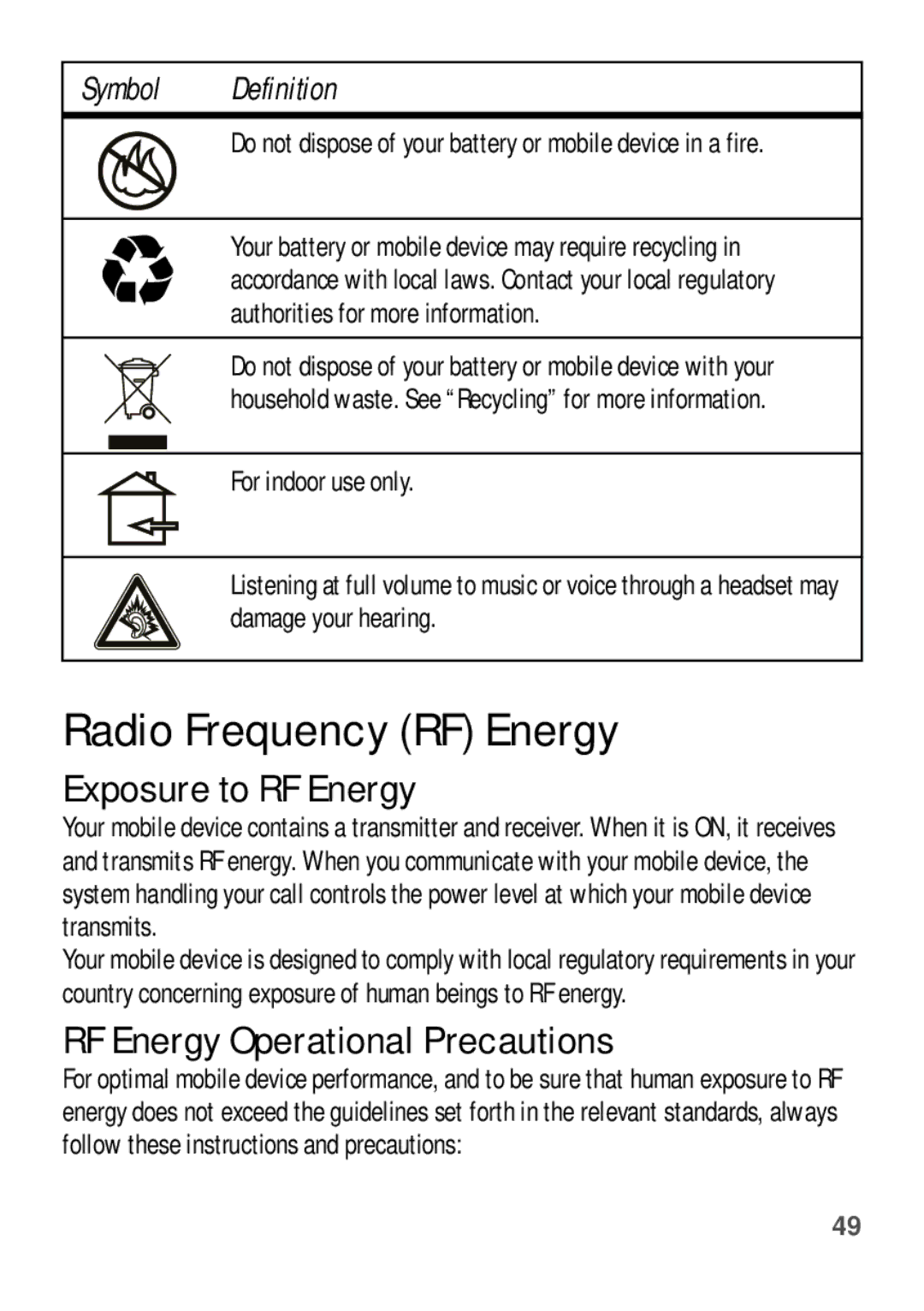 Motorola EX112 manual Radio Frequency RF Energy, Authorities for more information, For indoor use only 