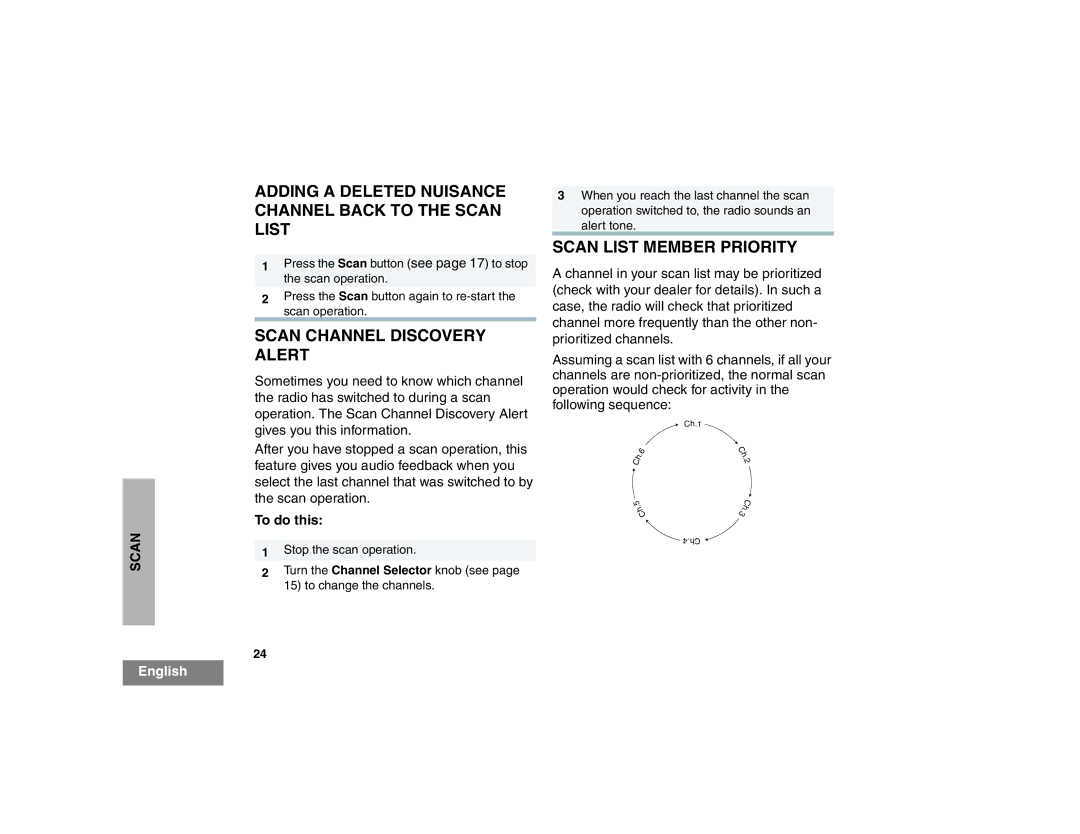 Motorola EX500 manual Adding a Deleted Nuisance Channel Back to the Scan List, Scan Channel Discovery Alert, To do this 