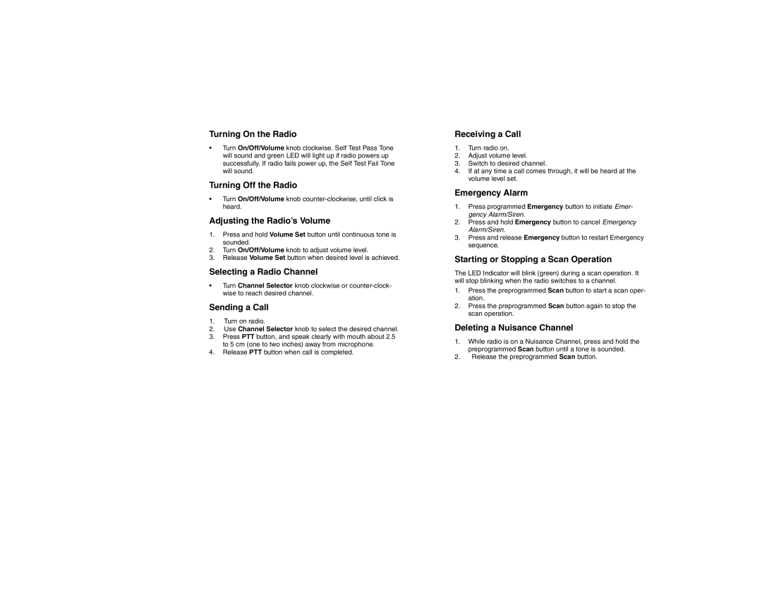 Motorola EX500 manual Turning Off the Radio 