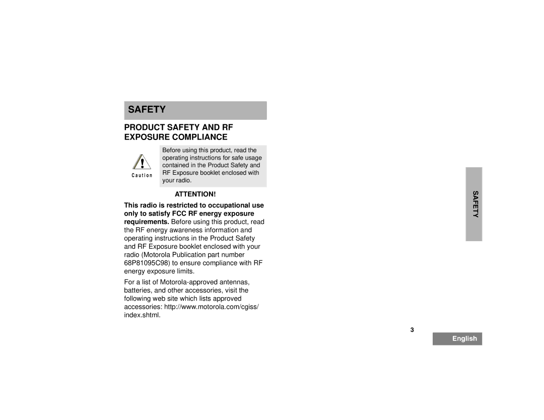 Motorola EX500 manual Product Safety and RF Exposure Compliance 