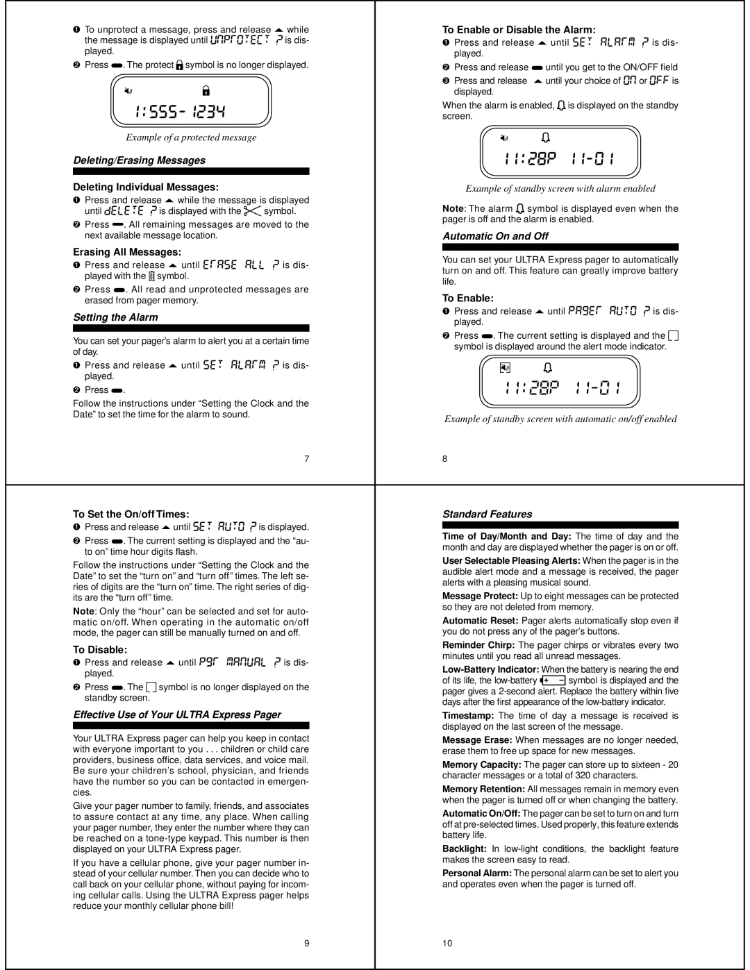 Motorola Express Pager manual 1555-1234, 1128p 